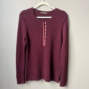 Vintage Eddie Bauer Sweater Women's Medium Wool Blend Burgundy Grunge Indie Top